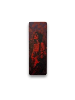 zakładka do książki 3D messy rock z motywem gitarzystki w czerwonym oświetleniu